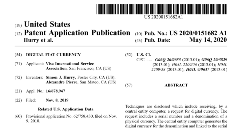 VISA FILES PATENT FOR CRYPTOCURRENCY SYSTEM